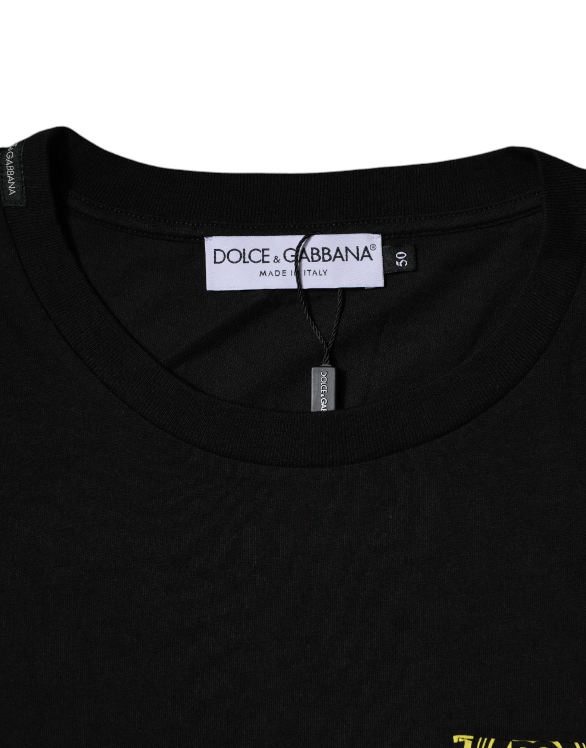 T-shirt Dolce & Gabbana en coton noir à manches courtes avec logo imprimé
