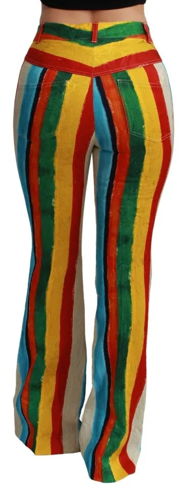 Pantalon évasé Dolce & Gabbana Multicolore Riga Pittorica