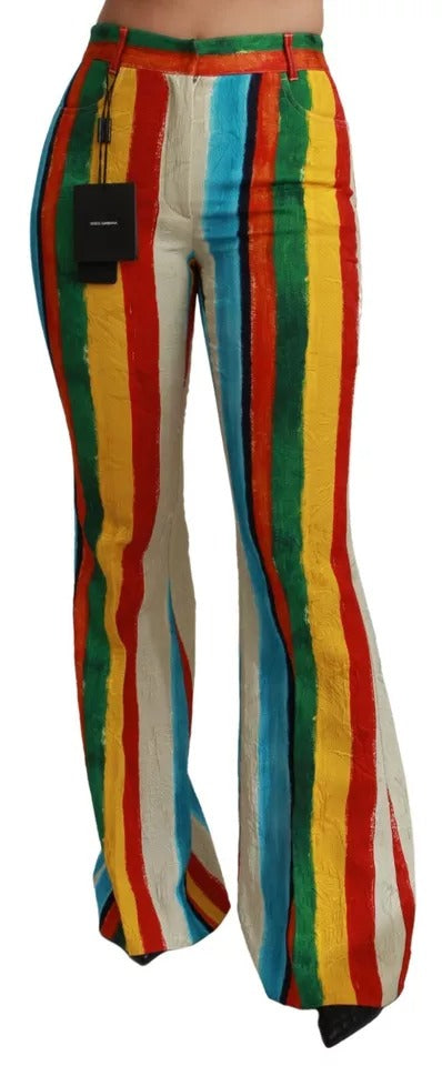 Pantalon évasé Dolce & Gabbana Multicolore Riga Pittorica