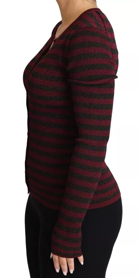 Gilet cardigan femme Dolce & Gabbana rayé noir et rouge