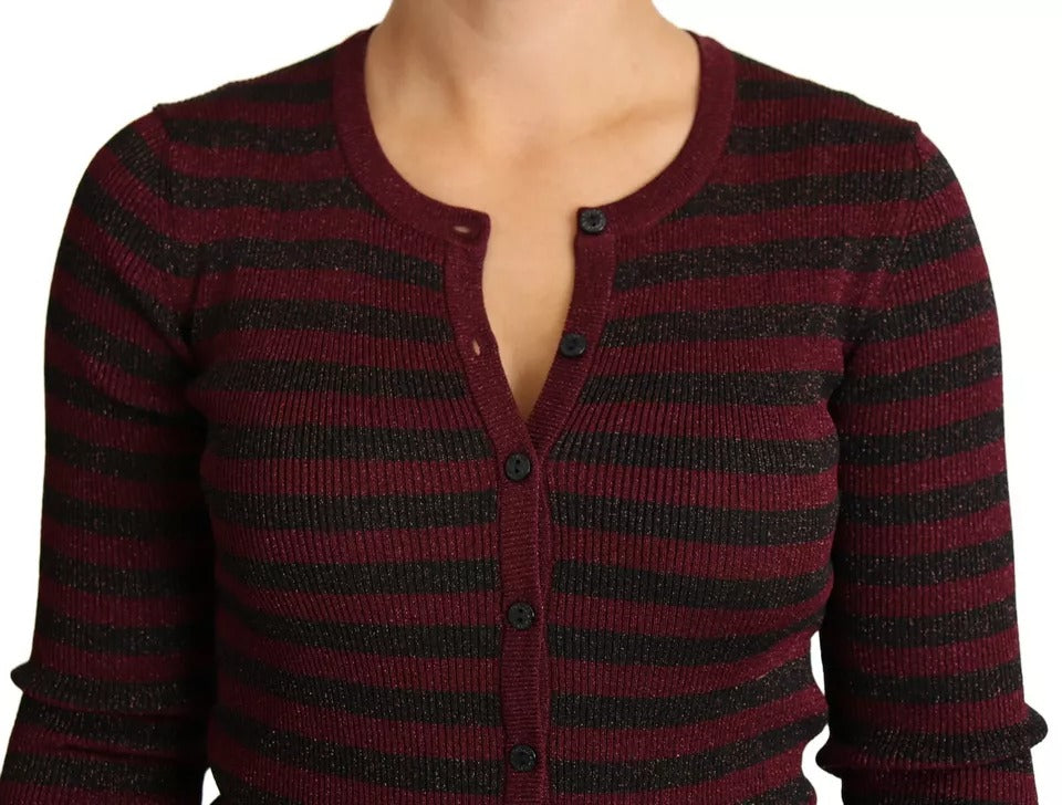 Gilet cardigan femme Dolce & Gabbana rayé noir et rouge