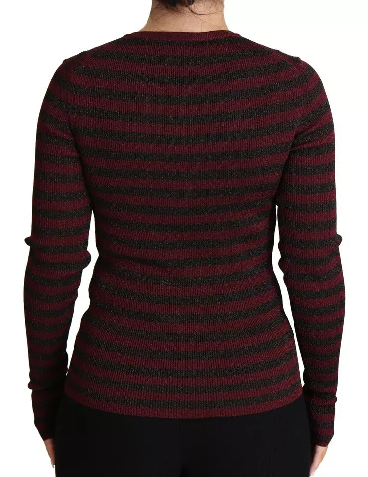 Gilet cardigan femme Dolce & Gabbana rayé noir et rouge