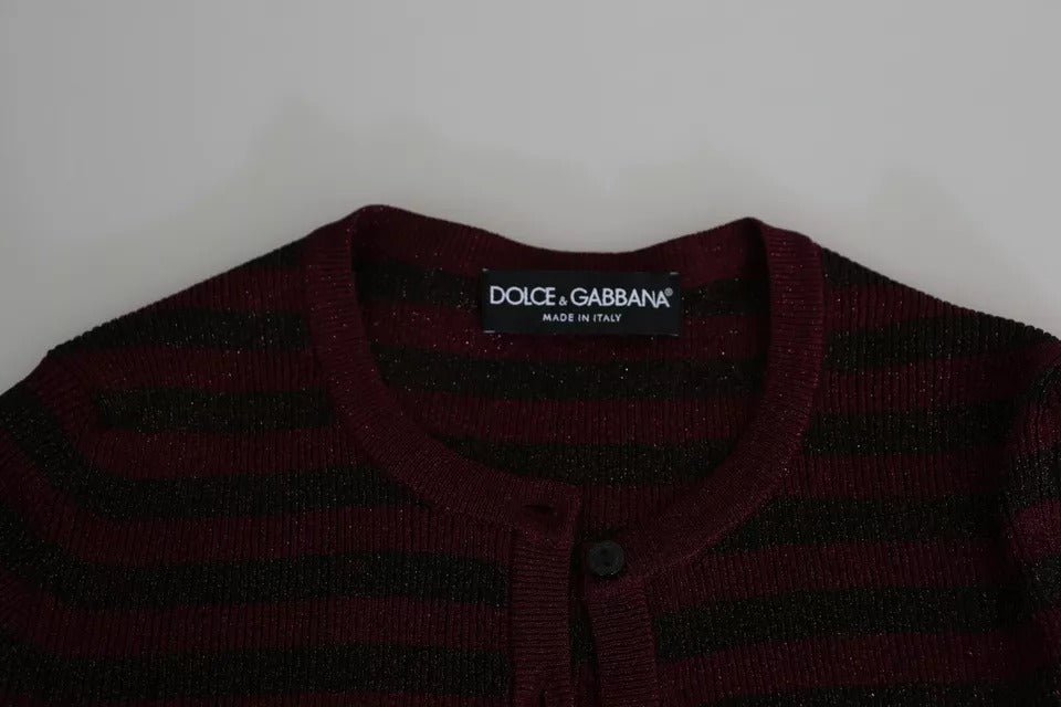Gilet cardigan femme Dolce & Gabbana rayé noir et rouge