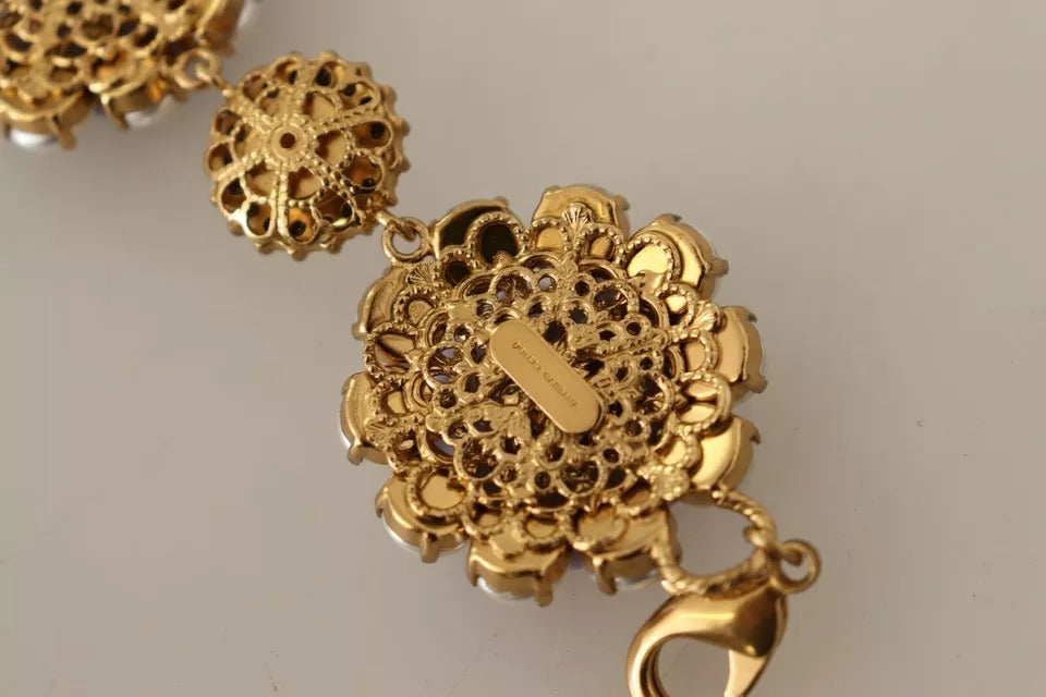 Dolce &amp; Gabbana FIORI BLOOMING Messingarmband mit floralen Barockkristallen