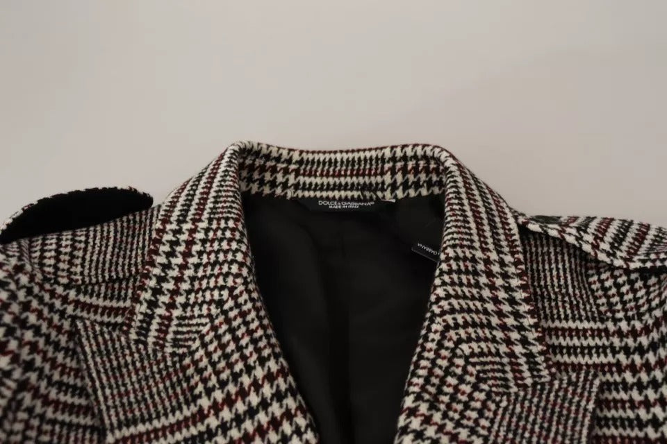 Manteau long trench-coat à carreaux gris Dolce & Gabbana