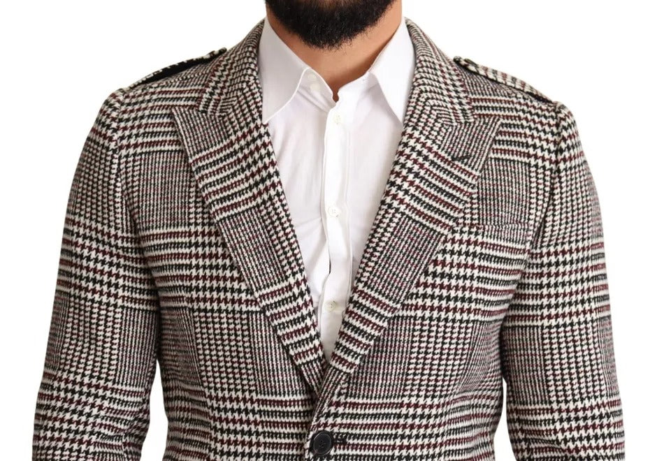 Manteau long trench-coat à carreaux gris Dolce & Gabbana