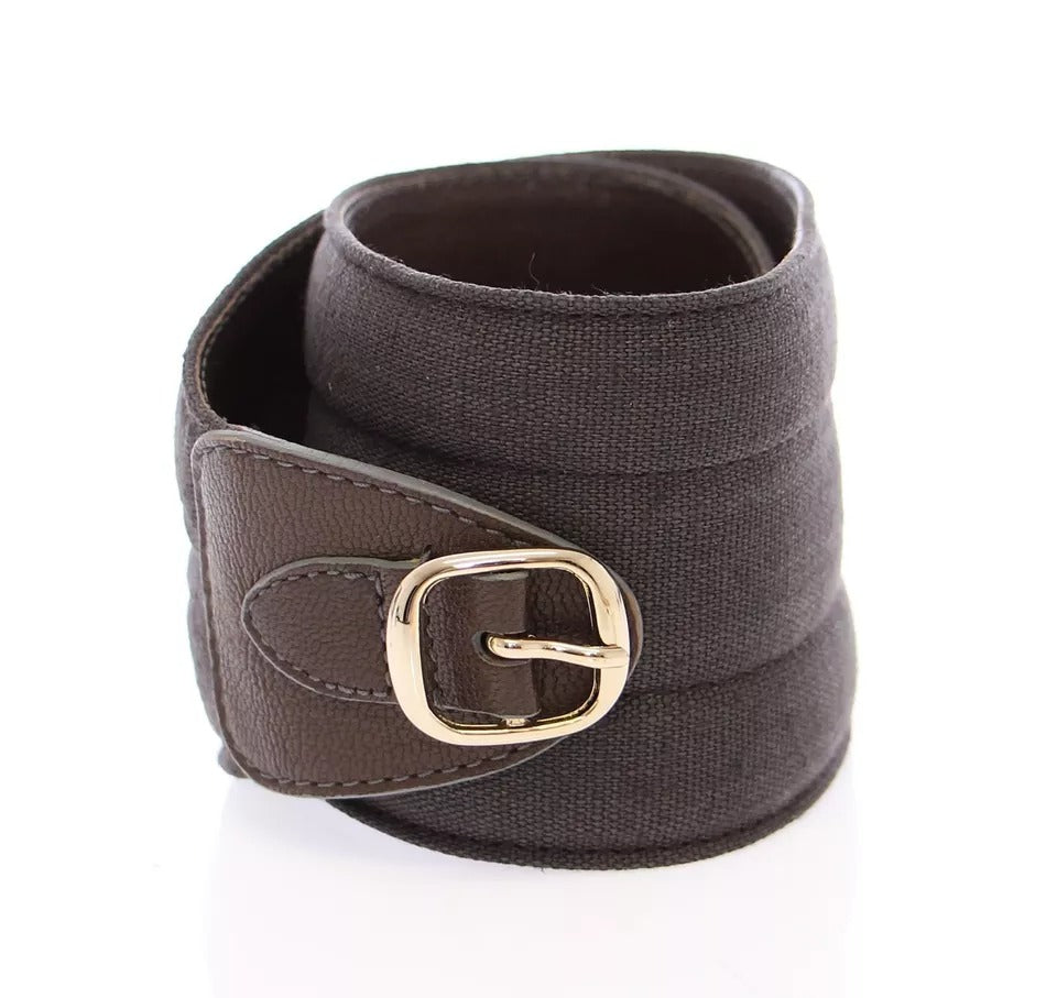 Ceinture Dolce & Gabbana en cuir et lin marron avec logo D&G