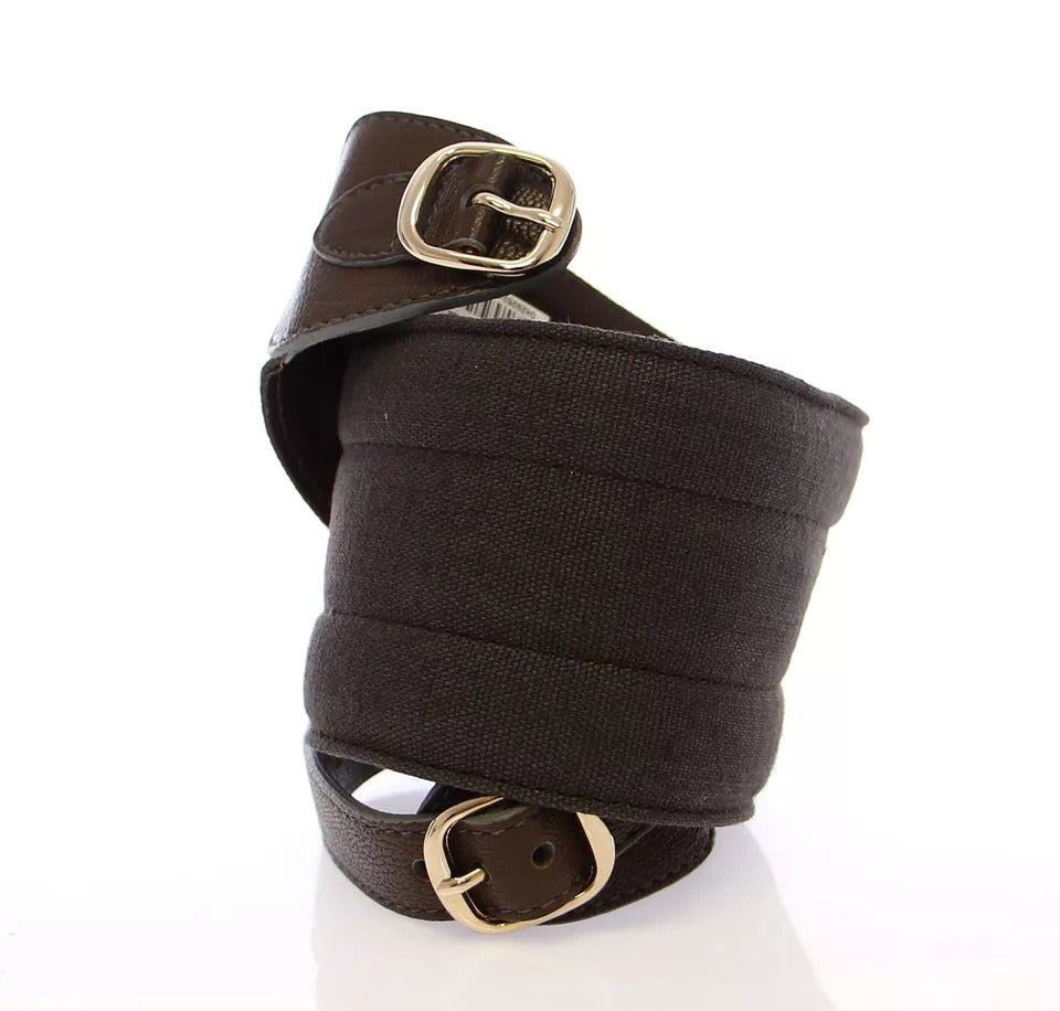 Ceinture Dolce & Gabbana en cuir et lin marron avec logo D&G