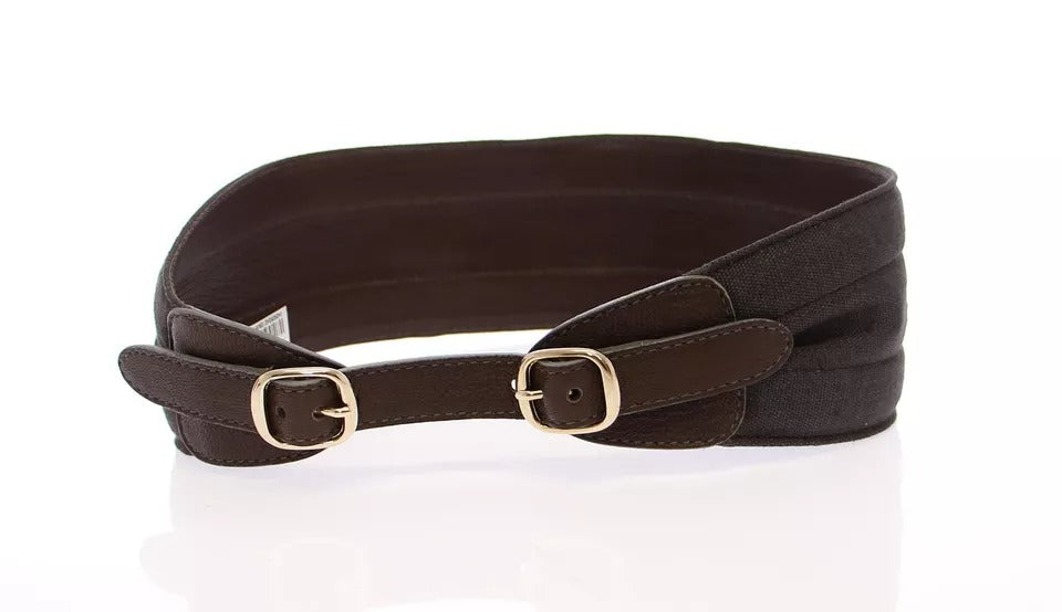 Ceinture Dolce & Gabbana en cuir et lin marron avec logo D&G