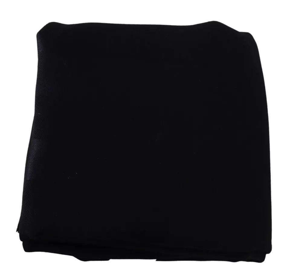 Écharpe à franges en soie et laine unie noire Dolce & Gabbana