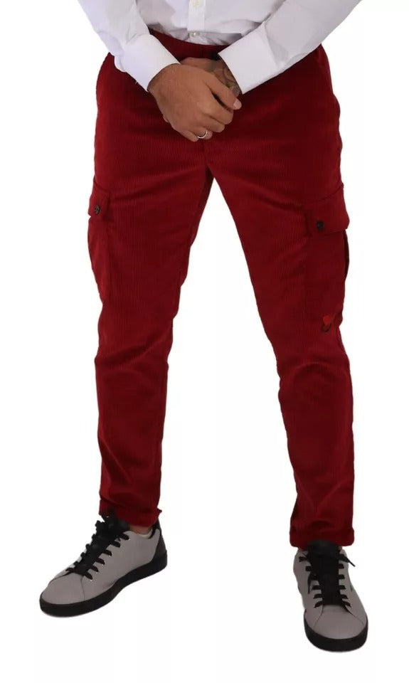 Pantalon skinny cargo en velours côtelé rouge de Dolce & Gabbana