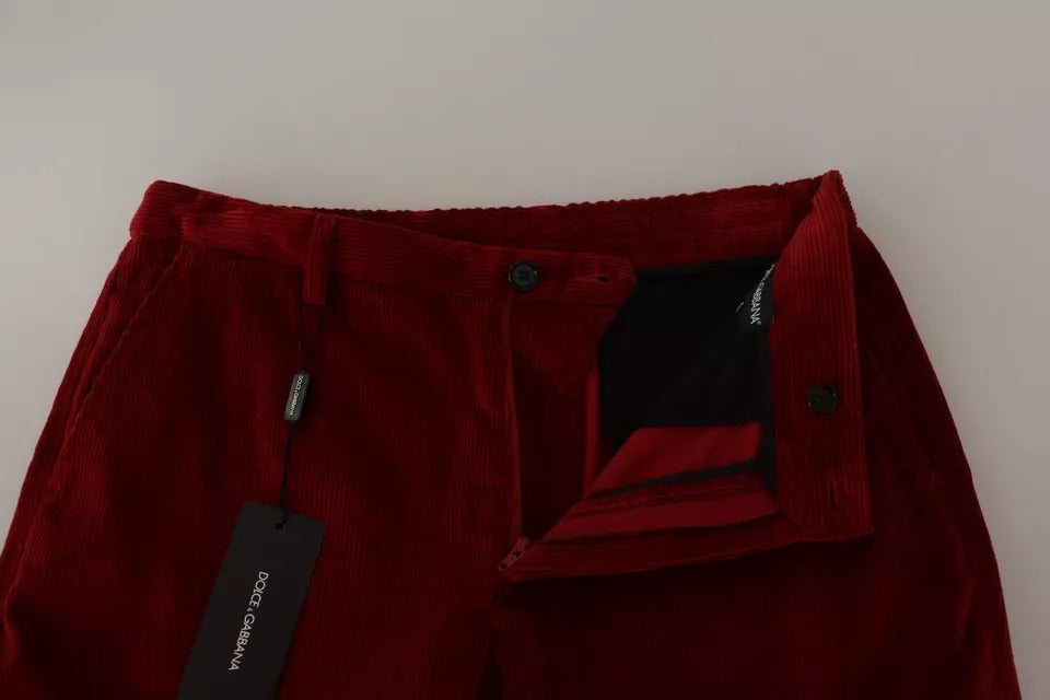 Pantalon skinny cargo en velours côtelé rouge de Dolce & Gabbana