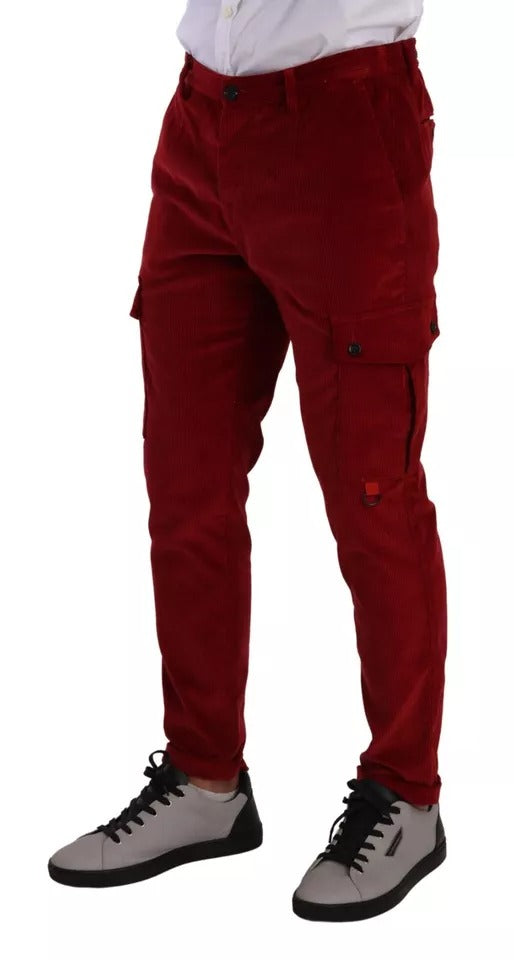 Pantalon skinny cargo en velours côtelé rouge de Dolce & Gabbana