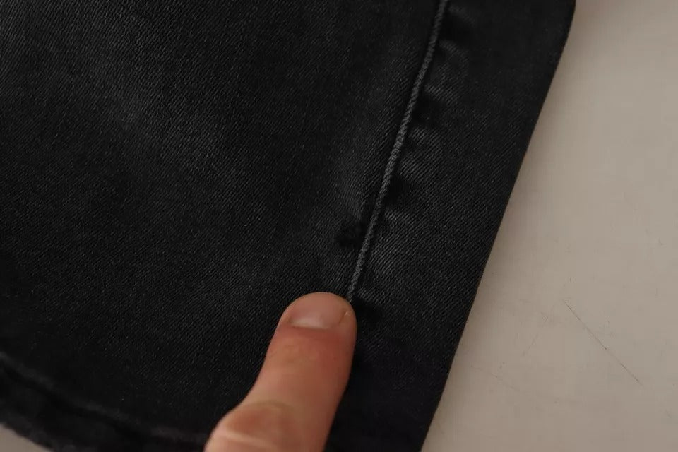Jean skinny stretch en denim de course gris avec logo Dolce & Gabbana