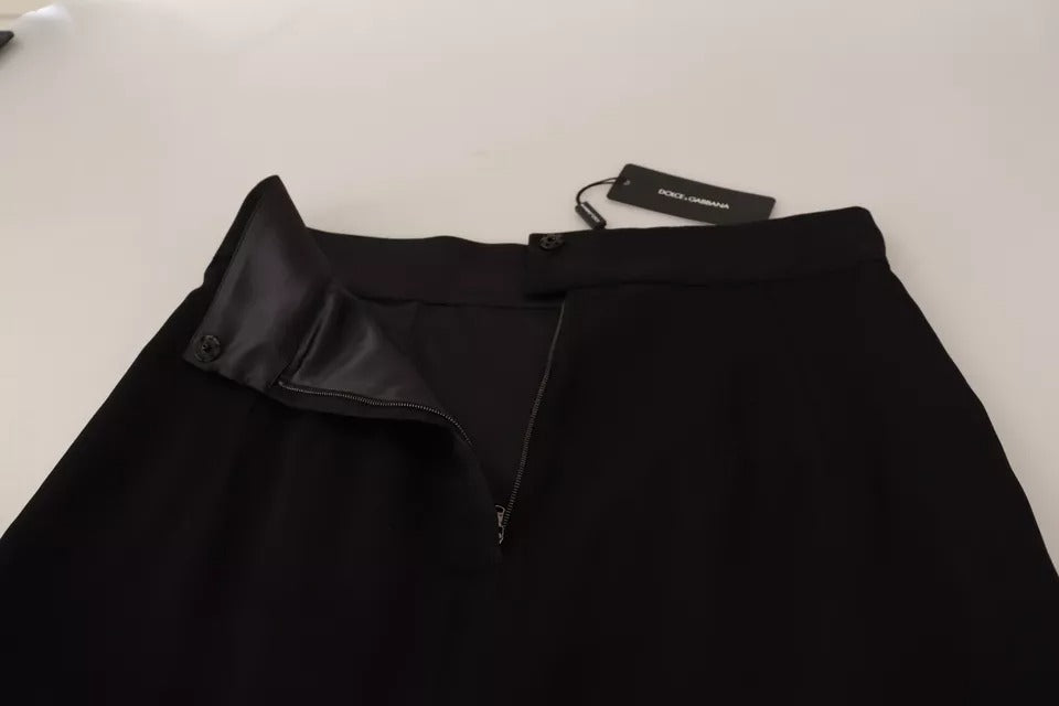 Jupe crayon courte taille haute en soie noire Dolce & Gabbana