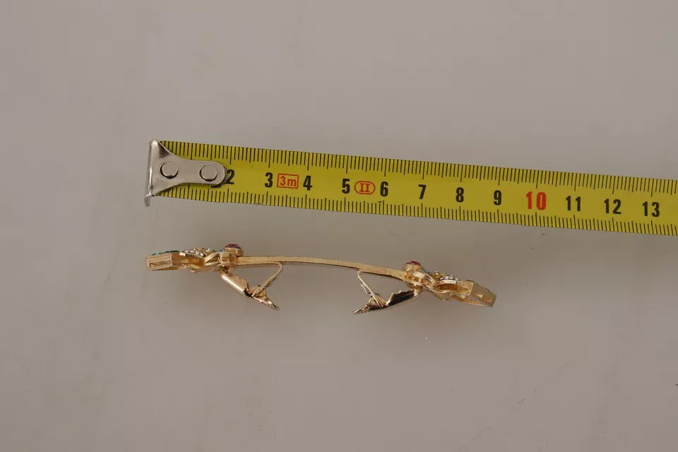 Broche collier Dolce & Gabbana en argent sterling 925 plaqué or et cristal