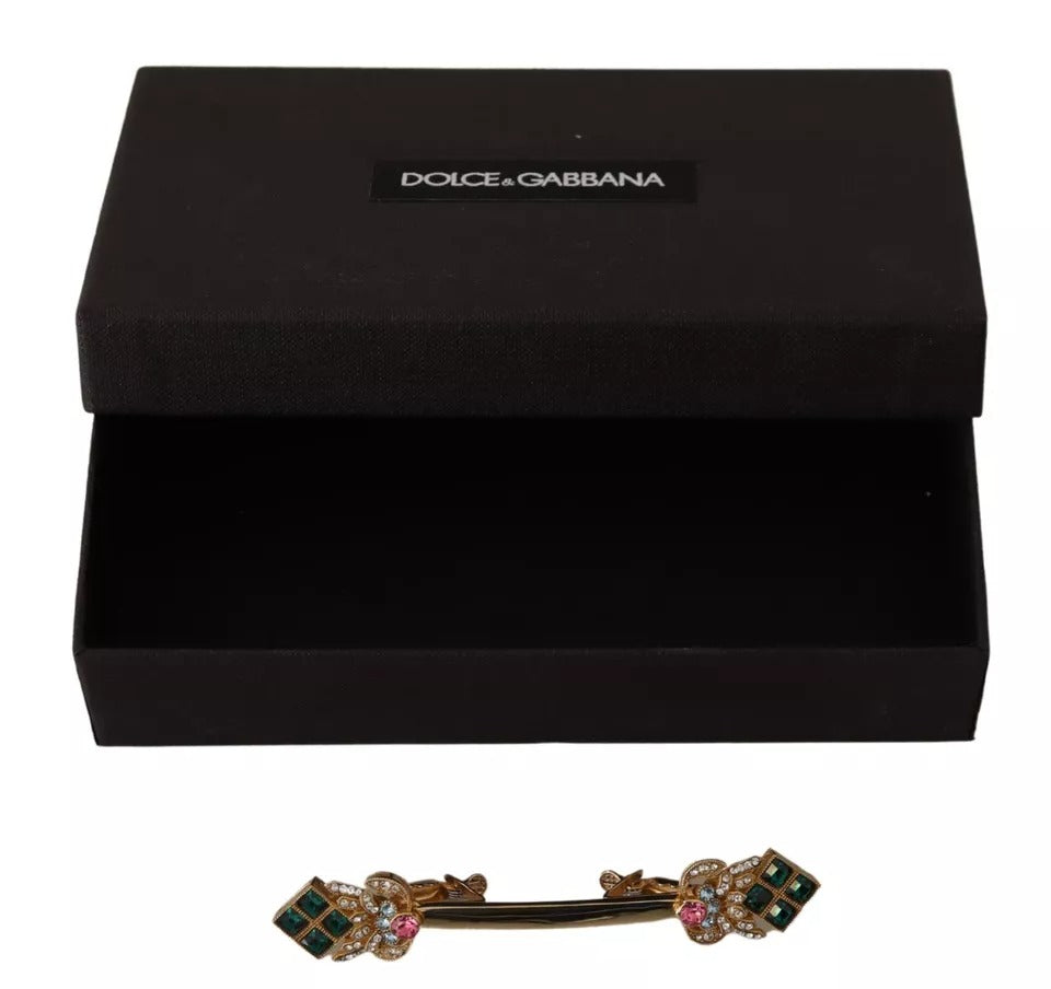 Broche collier Dolce & Gabbana en argent sterling 925 plaqué or et cristal
