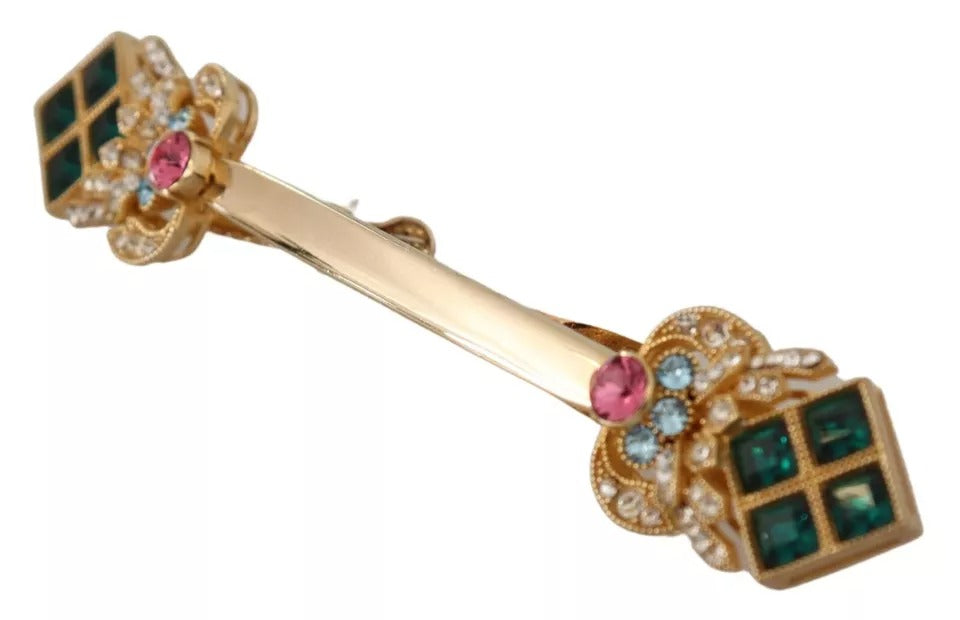 Broche collier Dolce & Gabbana en argent sterling 925 plaqué or et cristal