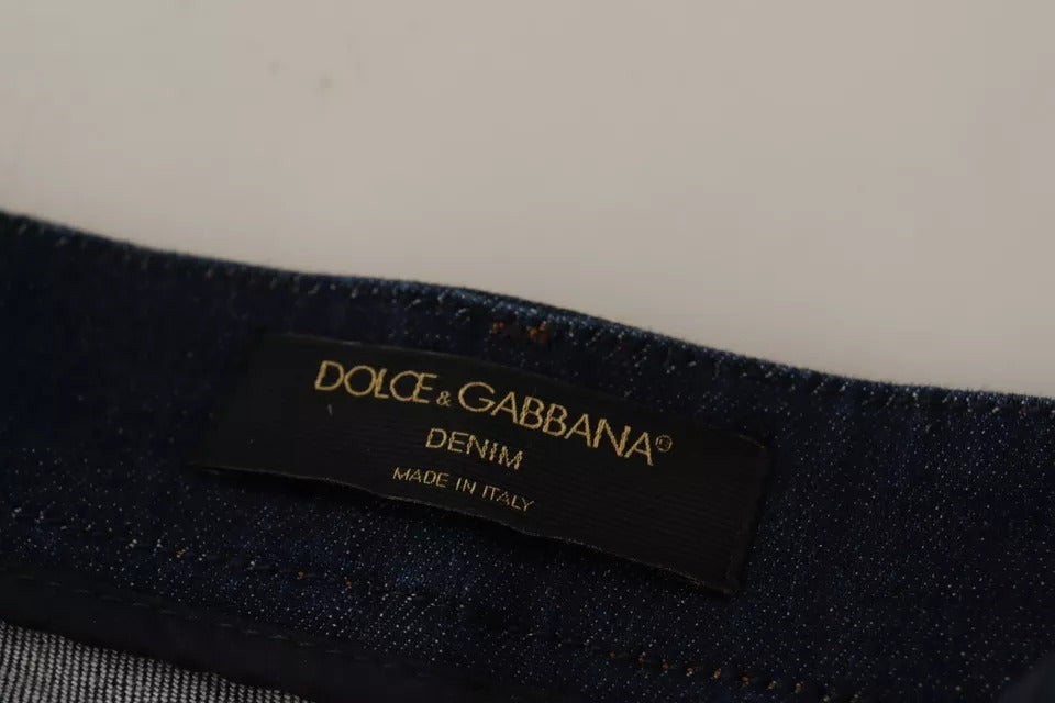 Short en jean Dolce & Gabbana bleu foncé orné