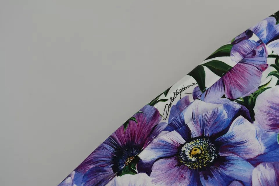 Pantalon fuselé en coton à imprimé floral violet Dolce & Gabbana