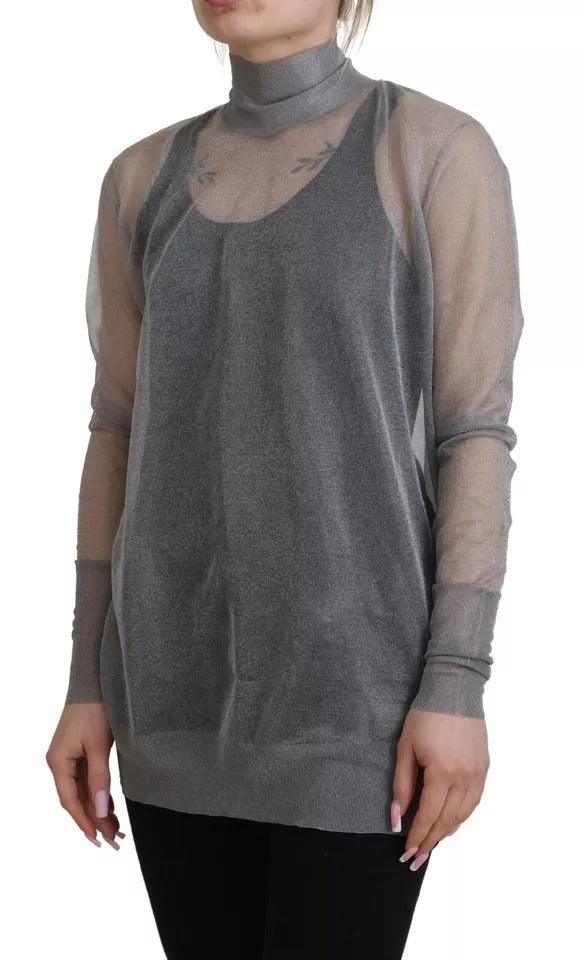 Pull col roulé transparent gris Dolce & Gabbana