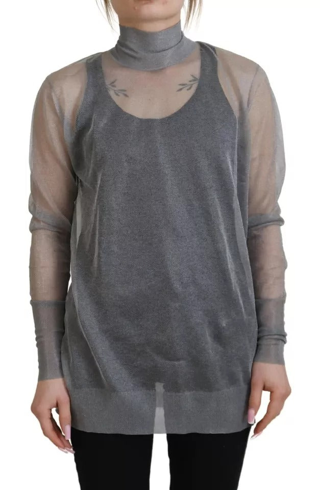 Pull col roulé transparent gris Dolce & Gabbana