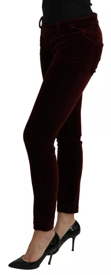 Pantalon slim Dolce & Gabbana en velours stretch bordeaux