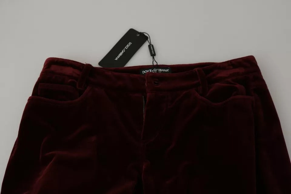 Pantalon slim Dolce & Gabbana en velours stretch bordeaux