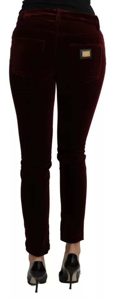 Pantalon slim Dolce & Gabbana en velours stretch bordeaux