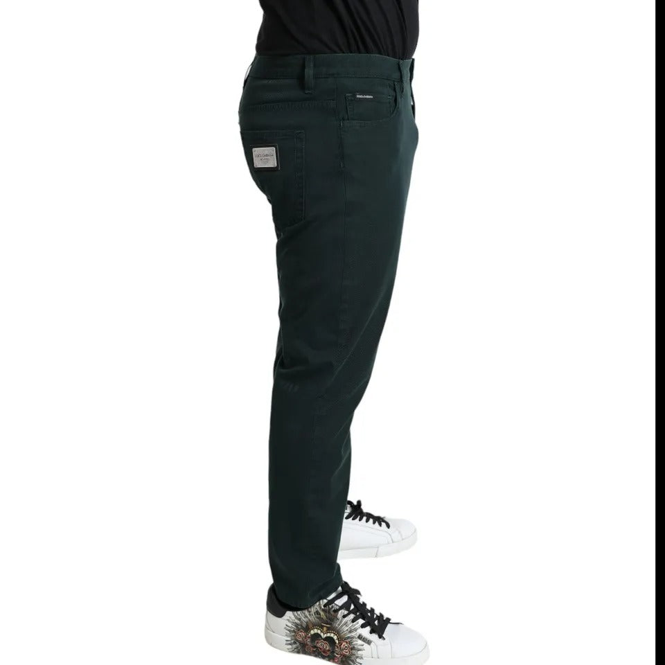 Jeans skinny pour homme en denim stretch de coton vert Dolce & Gabbana