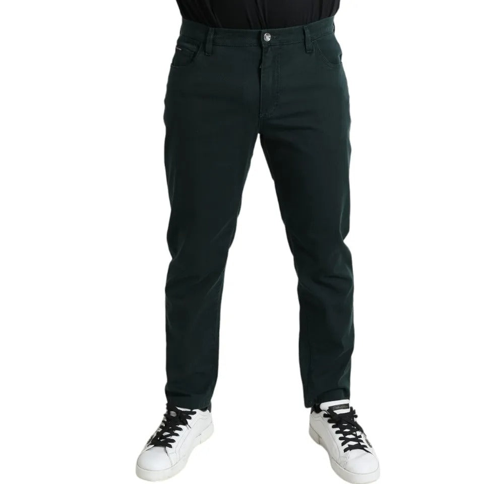 Jeans skinny pour homme en denim stretch de coton vert Dolce & Gabbana
