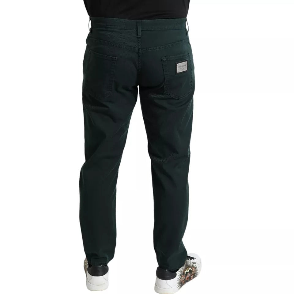 Jeans skinny pour homme en denim stretch de coton vert Dolce & Gabbana