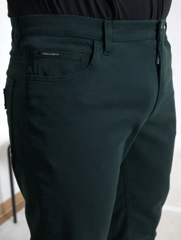 Jeans skinny pour homme en denim stretch de coton vert Dolce & Gabbana