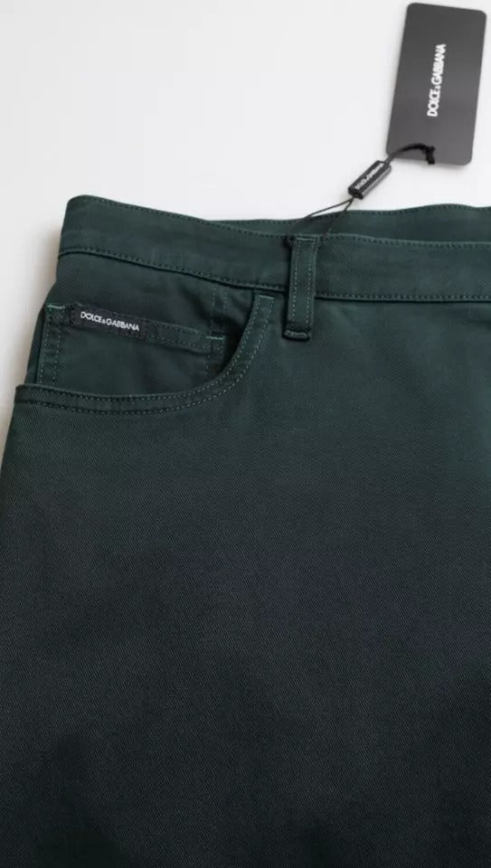 Jeans skinny pour homme en denim stretch de coton vert Dolce & Gabbana