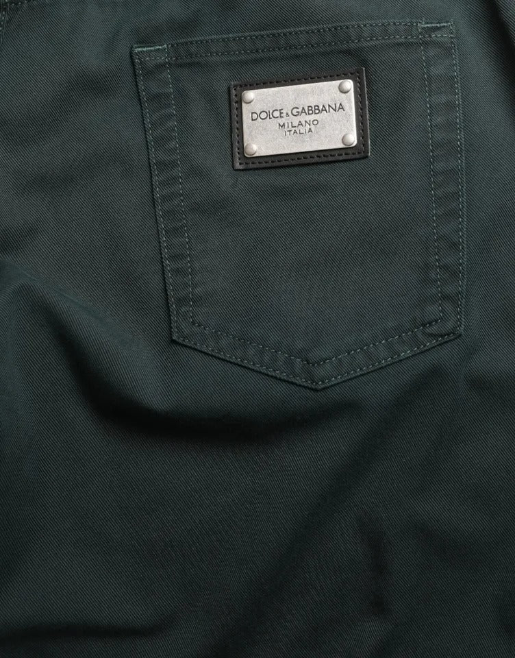 Jeans skinny pour homme en denim stretch de coton vert Dolce & Gabbana