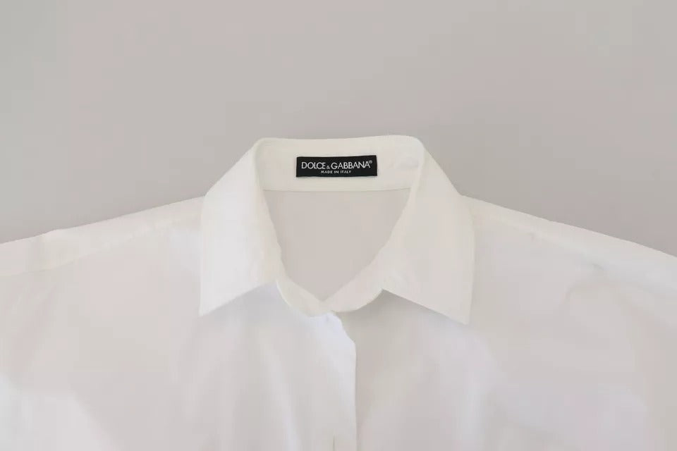 Chemise Dolce & Gabbana en coton blanc à manches courtes boutonnée sur le devant