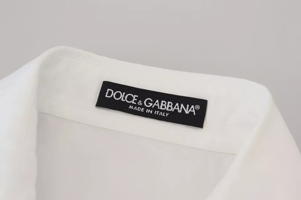 Chemise Dolce & Gabbana en coton blanc à manches courtes boutonnée sur le devant