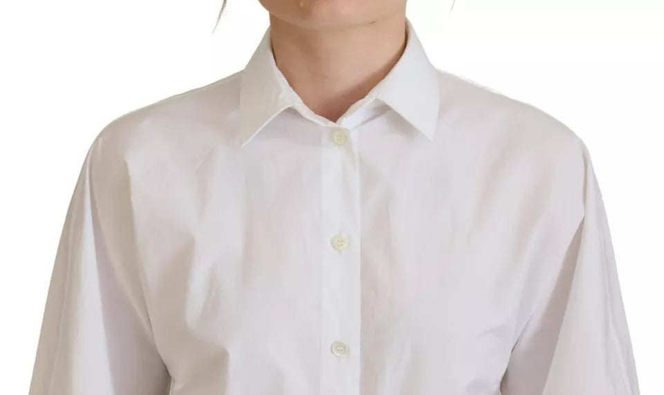 Chemise Dolce & Gabbana en coton blanc à manches courtes boutonnée sur le devant