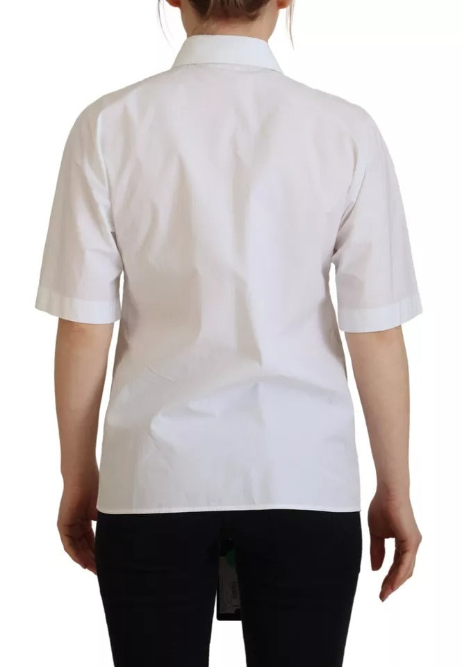 Chemise Dolce & Gabbana en coton blanc à manches courtes boutonnée sur le devant