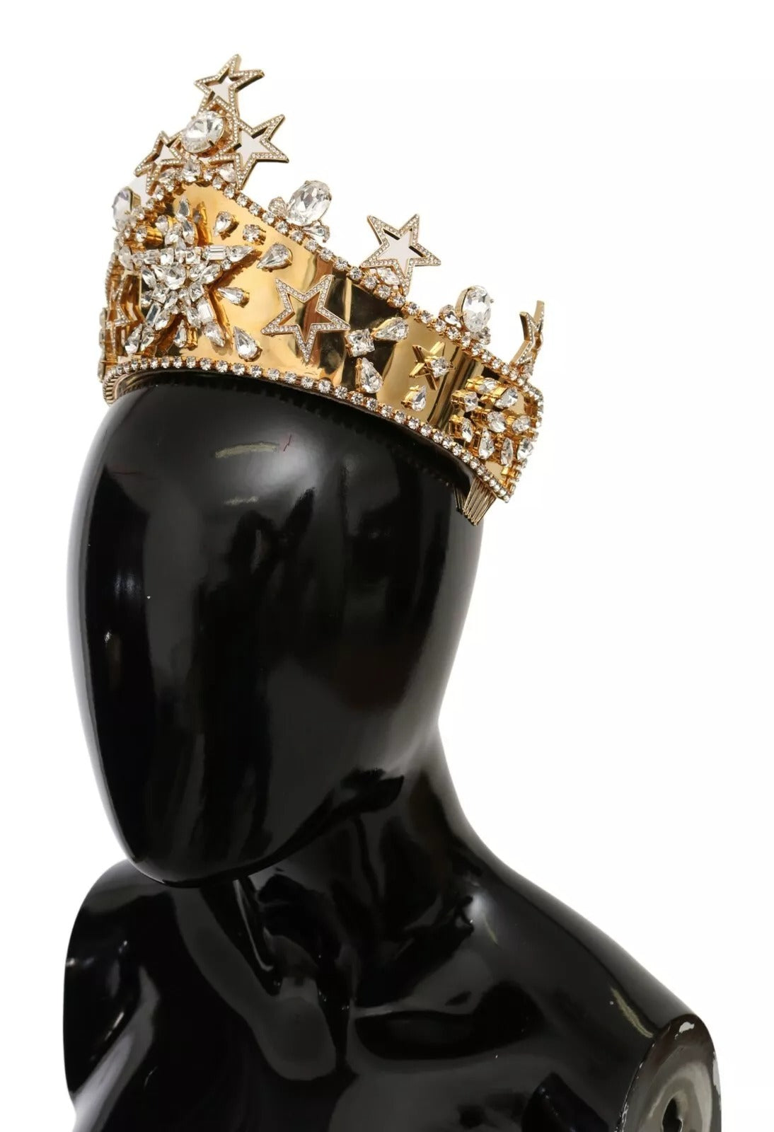 Dolce &amp; Gabbana Gold Kristall Stern STRASS Krone Logo Tiara Diadem