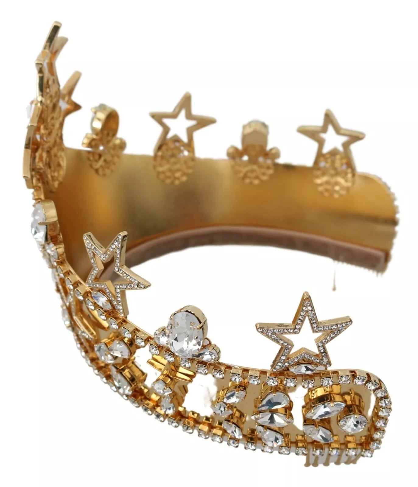 Dolce &amp; Gabbana Gold Kristall Stern STRASS Krone Logo Tiara Diadem