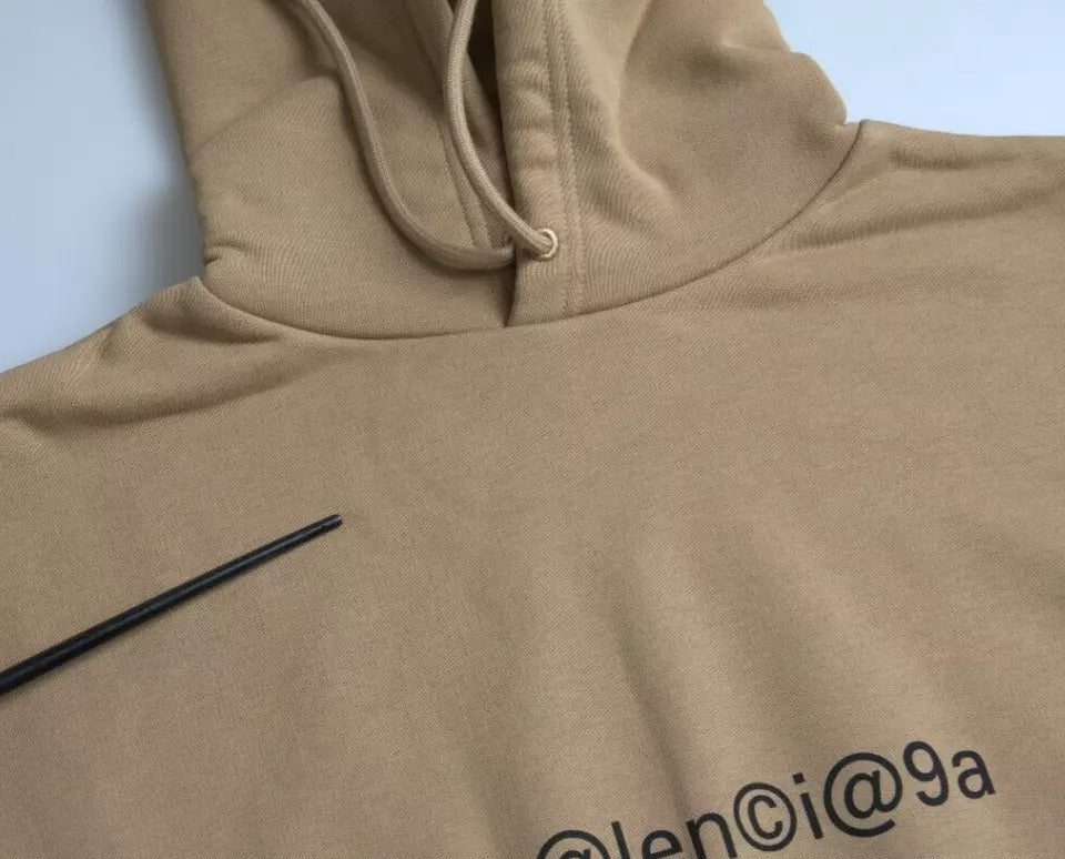 Sweat à capuche Balenciaga en molleton bouclette de coton marron Symbolic