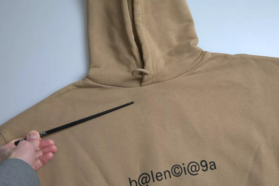 Sweat à capuche Balenciaga en molleton bouclette de coton marron Symbolic