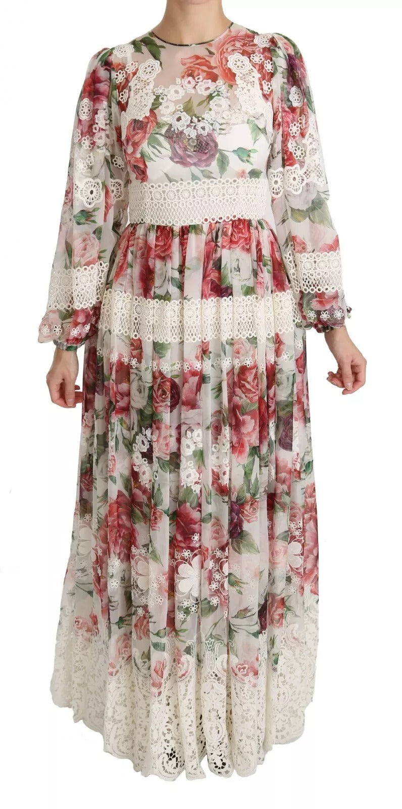 Robe fourreau longue Dolce & Gabbana à motif floral multicolore