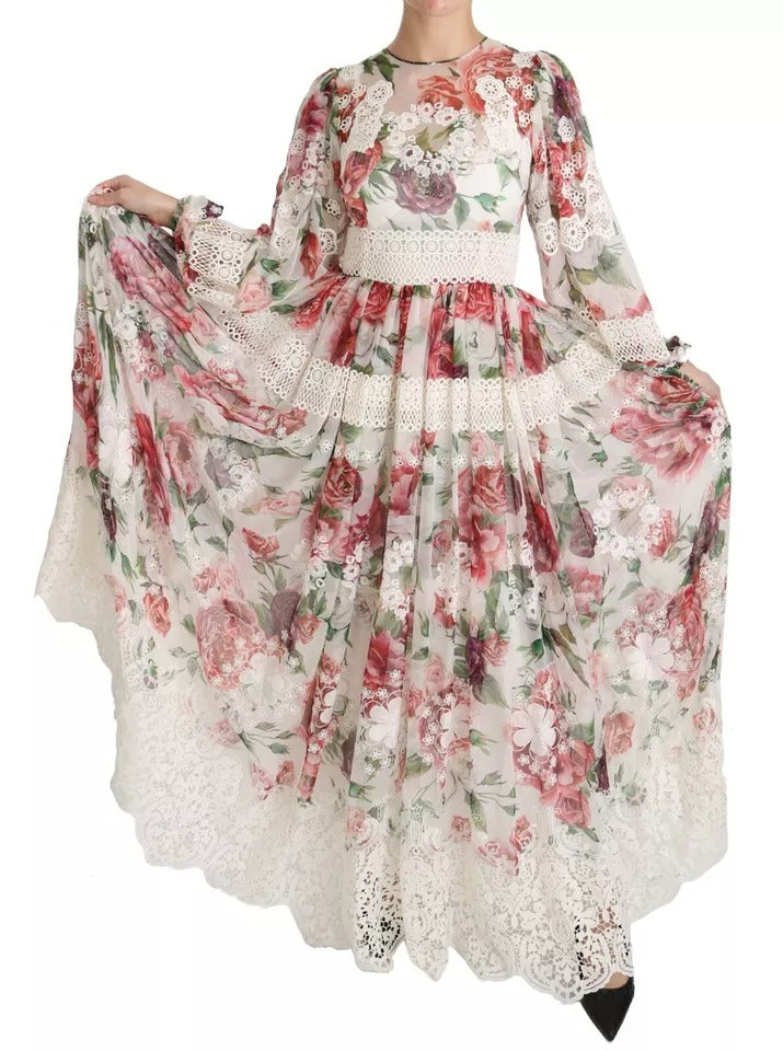 Robe fourreau longue Dolce & Gabbana à motif floral multicolore