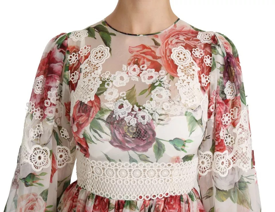Robe fourreau longue Dolce & Gabbana à motif floral multicolore