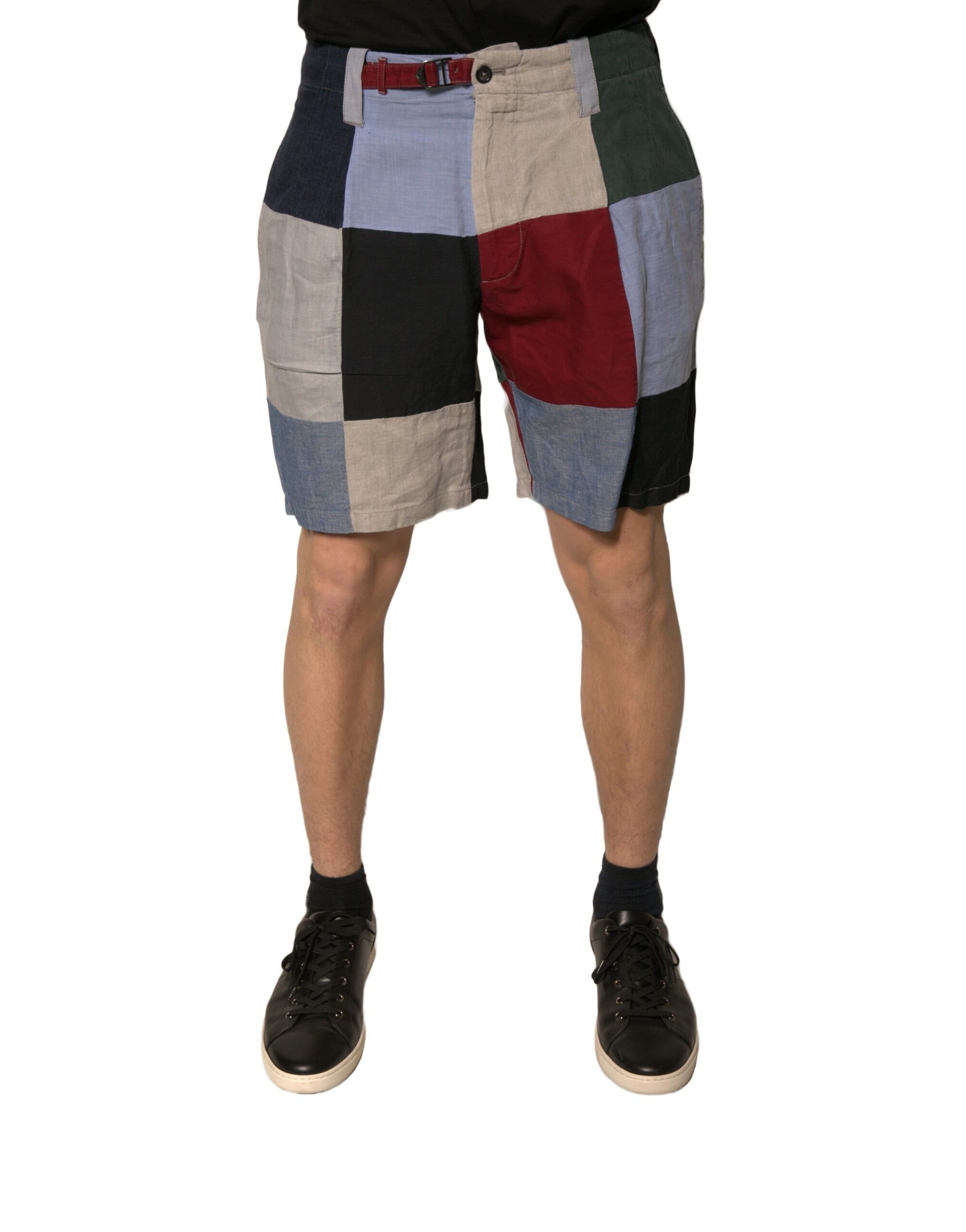 Shorts Chino Homme Dolce & Gabbana en Lin Patchwork Multicolore