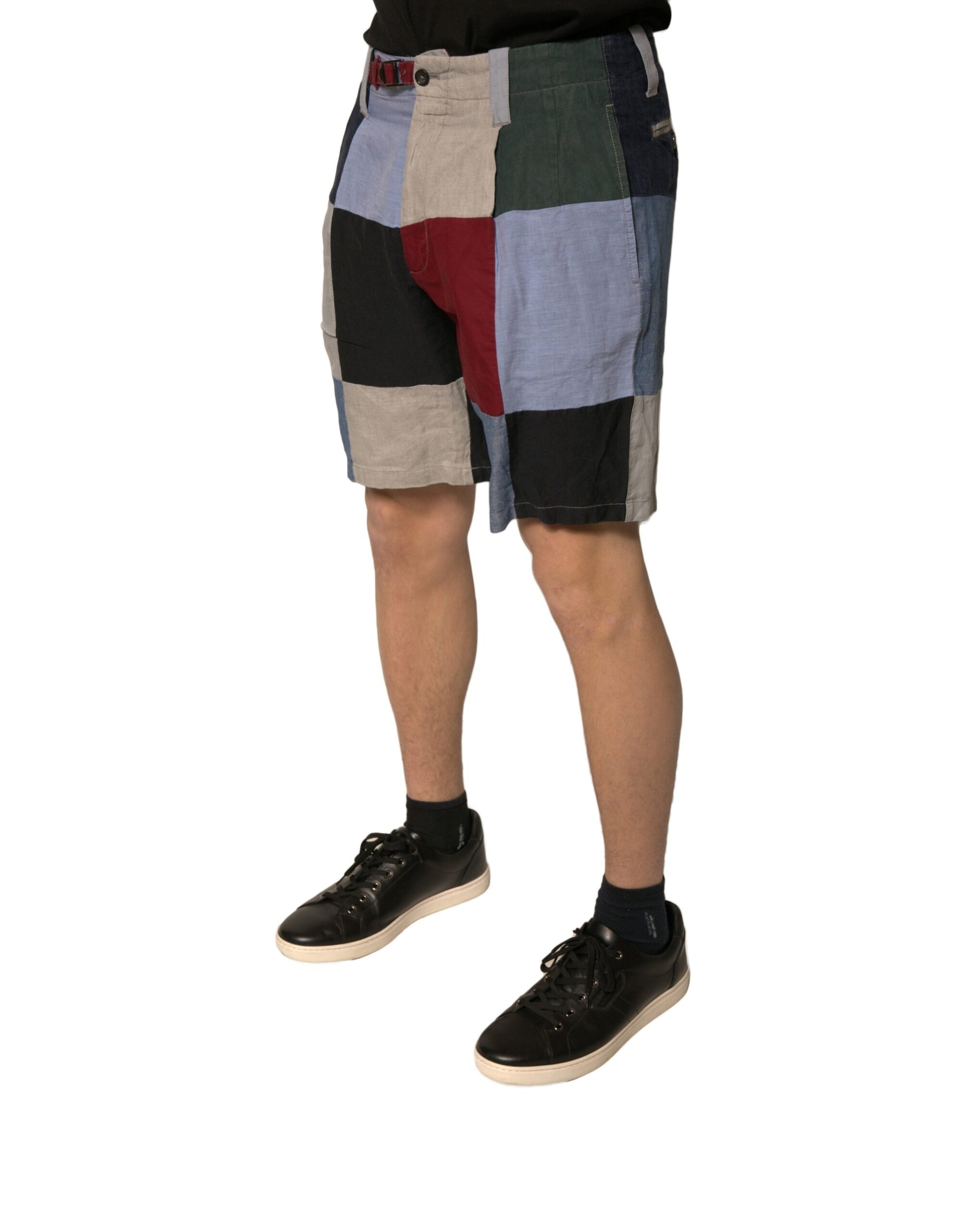 Shorts Chino Homme Dolce & Gabbana en Lin Patchwork Multicolore