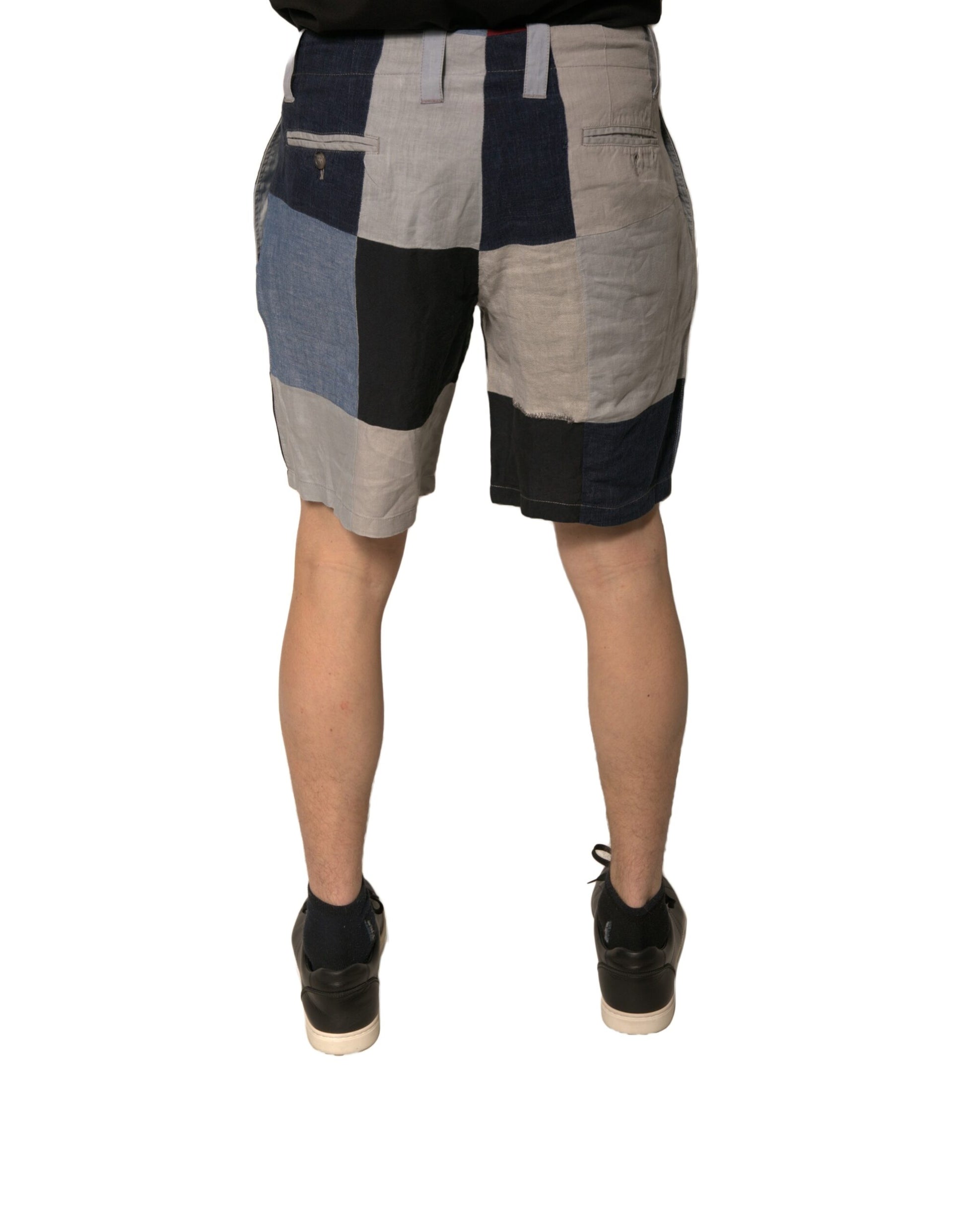 Shorts Chino Homme Dolce & Gabbana en Lin Patchwork Multicolore