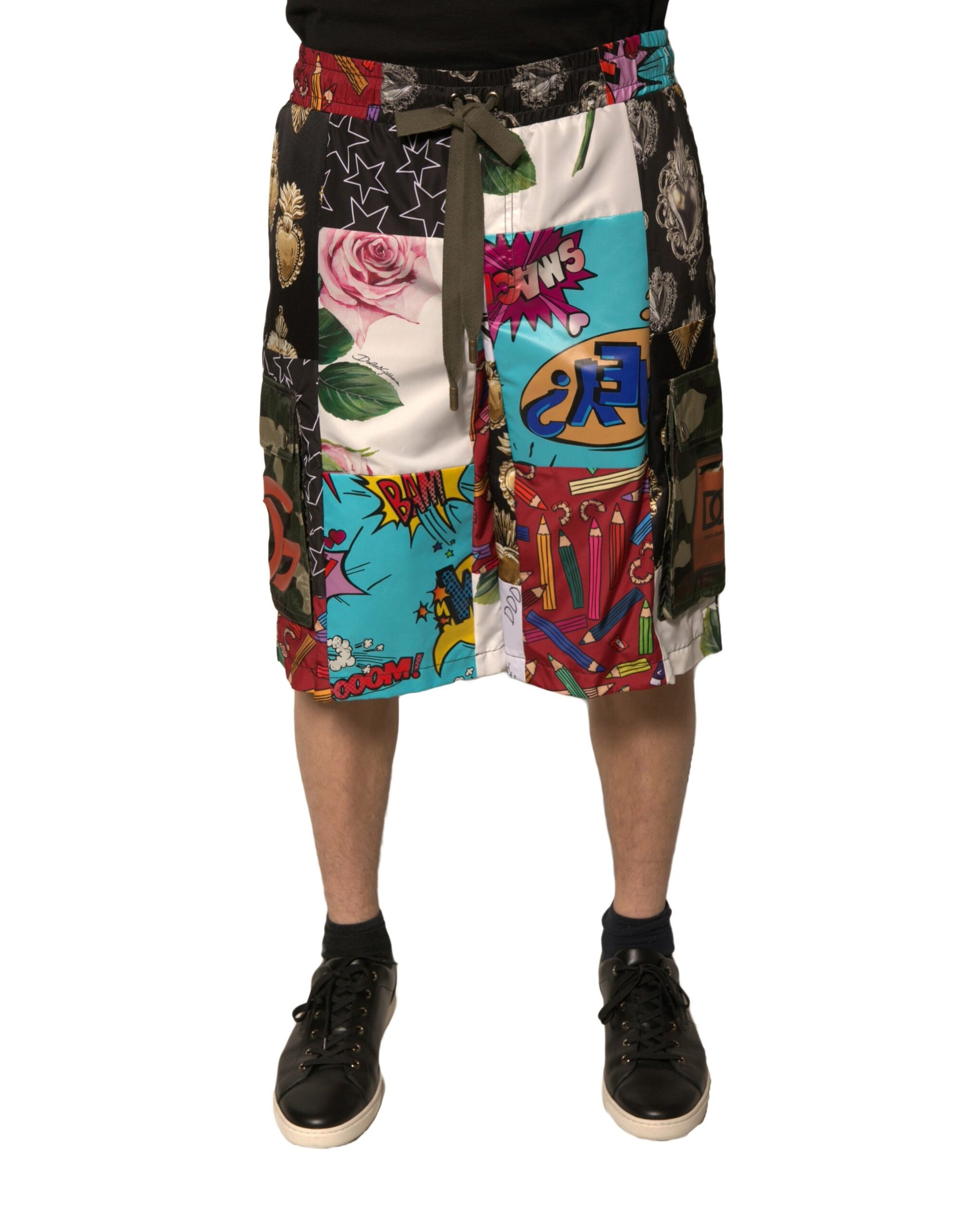 Shorts bermuda cargo patchwork multicolore Dolce & Gabbana